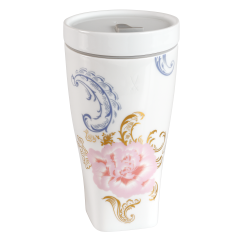 Coffee to go Becher mit Porzellandeckel, Form "Nova", "Waves of spring", V 0,35 l