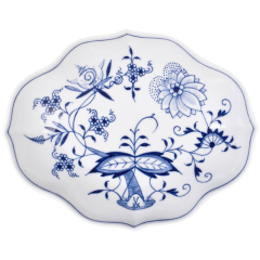 Schälchen, Form "Neuer Ausschnitt", Zwiebelmuster, kobaltblau, weißer Rand, L 18 cm