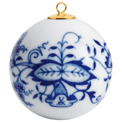 Baumschmuck Kugel, Zwiebelmuster, kobaltblau, weißer Rand, Ø 5 cm