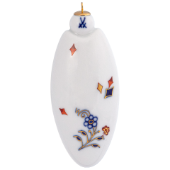 Baumschmuck Ellipse, Noble Blue, Vergissmeinnicht, kobaltblau, rot, gold, H 9,5 cm