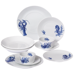 Starter-Set, 10-tlg. für 2 Personen, Form "MEISSEN® Cosmopolitan", Blue Treasures & Weiß
