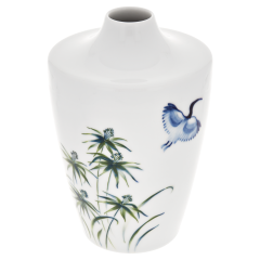 Vase, Shape "MEISSEN® Cosmopolitan", blue and green gras with blue ibis, H 18 cm