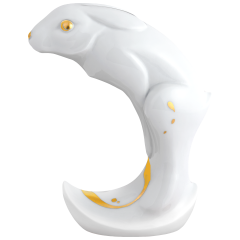 Chinesisches Tierkreiszeichen Hase, Gold staffiert, H 12 cm