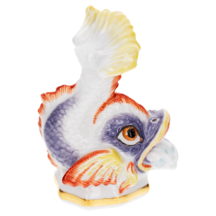 Delphin, Bunt und gold staffiert