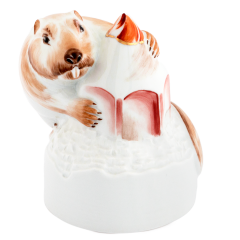 Beaver Sharpener, Coloured with gold, H 9,5 cm