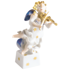 Engel mit Geige, Bunt und gold staffiert, H 9,5 cm
