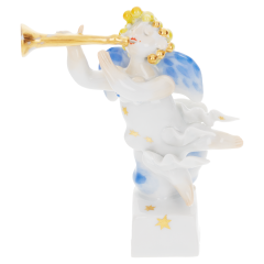 Engel mit Tute, Bunt und gold staffiert, H 9,5 cm
