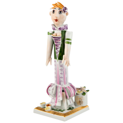 Gardener girl with tub of flowers, H 18,5 cm
