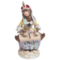 Affenkapelle Zitherspielerin, Bunt und Gold staffiert; Nummerierung und Limitierung, H 13,5 cm