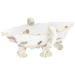 Sauciere, Blumen und Insekten nach Merian, L 25,5 cm