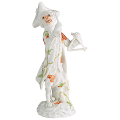 Affenkapelle Triangelspieler, Blumenmalerei Wilder Mohn, rot, H 14 cm