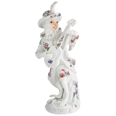 Affenkapelle Gitarrist, Indische Fels-, Blumen und Paradiesvogelmalerei, H 14 cm