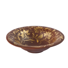 Schale, mittel, "Florale Goldranke", Böttgersteinzeug, Ø 20,5 cm