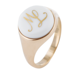 Siegelring rund mit Monogramm (2 Buchstaben) in Gold, 60 mm, 925 Silber rosé vergoldet