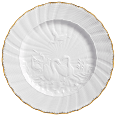 Platzteller, Form "Schwanendessin", Goldkante, Goldrand, Ø 32 cm