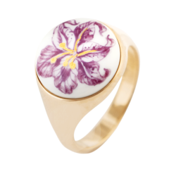 Siegelring rund, Lilie, 60 mm, 925 Silber rosé vergoldet