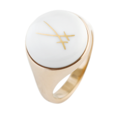 Siegelring rund, Markenzeichen Schwertert in Gold, 56 mm, 925 Silber rosé vergoldet