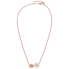 Collier Royal Blossom Pavé,  750 Roségold, Länge 45 cm plus 1 Öse bei 42 cm, 32 Brillanten 0,18 ct VS, fw, Vollschliff Gut