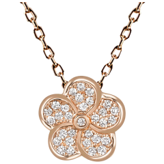 Collier Royal Blossom Pavé, 750 Roségold,  1 Pavé Blüte, 31 Brillanten ca. 0,14 ct, VSI TW, Länge 45cm, Öse bei 42cm