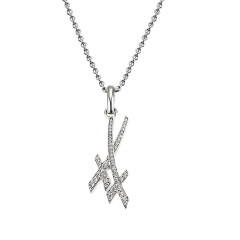 Collier Swords Pavé, 750 Weißgold, 35 Brillanten ca. 0,17 ct, TW, VSI, Vollschliff Gut, Kettenlänge 45 cm, Zwischenöse bei 42 cm
