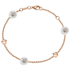 Armband Royal Blossom Bouquet, 750 Roségold, 5 Blüten S/XS, 3 Porzellanblüten S, 3 Brillanten 0,06 ct, TW, VSI, Vollschliff Gut, 2