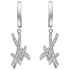 Klappcreole Swords Pavé, 750 Weißgold, 70 Brillanten ca. 0,34 ct, TW, VSI, Vollschliff Gut