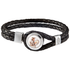 Lederarmband Chinoiserie, 925 Sterlingsilber