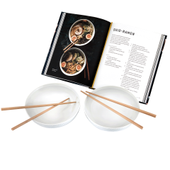 Ramen-Set, 7-tlg. für 2 Personen, Wellenspiel Relief, Weiß