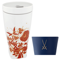 Coffee to go Becher mit Porzellandeckel und Manschette, Form "Nova", "MEISSEN Christmas Original", V 0,35 l
