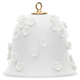 Baumschmuck Miniatur-Glocke, Schneeballblüten, Weiß, H 5,5 cm