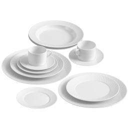 Starter-Set, 12-tlg. für 2 Personen, Form "No 41 Wellenspiel Relief", Weiß