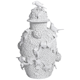 Vase mit Schneeballblüten, H 53 cm