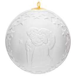 Ball with relief, Santa Claus, white, without glaze, Ø 7 cm