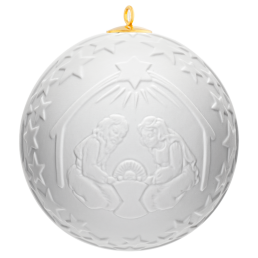 Ball, Nativity scene, White, without glaze, Ø 7 cm