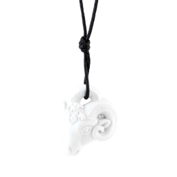 Pendant "Zodiacs " Aries, white, bisque, 3,3 x 2,8 cm