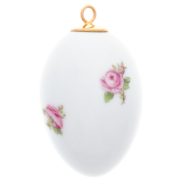 Osterei, Gestreute Röschen, bunt, weißer Rand, H 5 cm