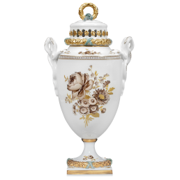 Deckelvase "Blumenbukett", sepia, H 31 cm