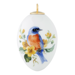 Osterei, Vogelmalerei, Rotbauchschnäpper, H 5 cm