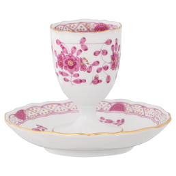 Egg Cup, Shape "New Cutout", Oriental painting, flower ornament, purple, gold rim, H 8,5 cm