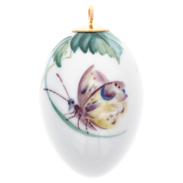 Osterei, Waldflora mit Insekten, Falter, H 5 cm