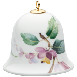 Miniatur-Glocke, Waldflora mit Insekten, Pfaffenhütchen, weißer Rand, H 5 cm