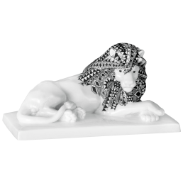 Löwe, Meissen Atelier, Afrika schwarz, L 16 cm