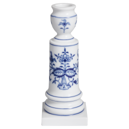 Leuchter, Form "Neuer Ausschnitt", Zwiebelmuster, kobaltblau, weißer Rand, H 14 cm