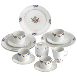 Coffee set, 14-pcs for 4 persons, Noble Blue, rim of onion elements