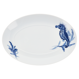 Platte, oval, Form "MEISSEN® Cosmopolitan", "Blue Treasures", Seepferdchen, L 25 cm