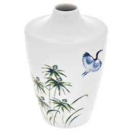 Vase, Form "MEISSEN® Cosmopolitan", blaugrüne Gräser mit blauem Ibis, H 18 cm