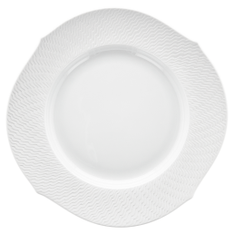 Starter- and Dessert Plate, Shape "Waves Relief", bisque white, Ø 22,5 cm