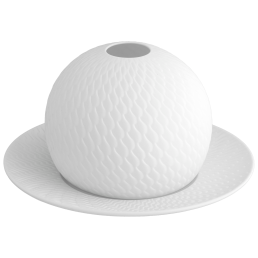 Windlicht, Wellenspiel, Form "Wellenspiel Relief", Biskuit Weiß, H 8,5 cm