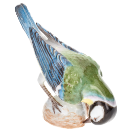 Vogel Kohlmeise auf Nuss, Bunt staffiert, H 9 cm