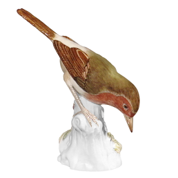 Vogel Rotkehlchen, Vintage, Bunt staffiert, H 12 cm